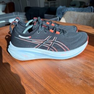 Asics Gel-Nimbus 26 Mens 11 Shoes Black Red Running 1011B794 Sneaker Gym Walking